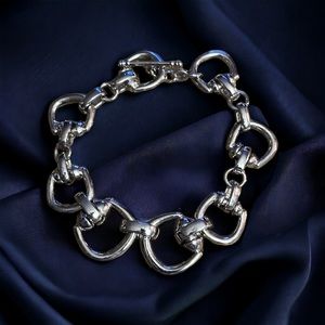 Horse stirrup link toggle bracelet